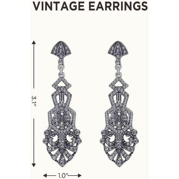 1920s Flapper Accessories Vintage Costume Party Set Feathers Pearl Gloves main image 6